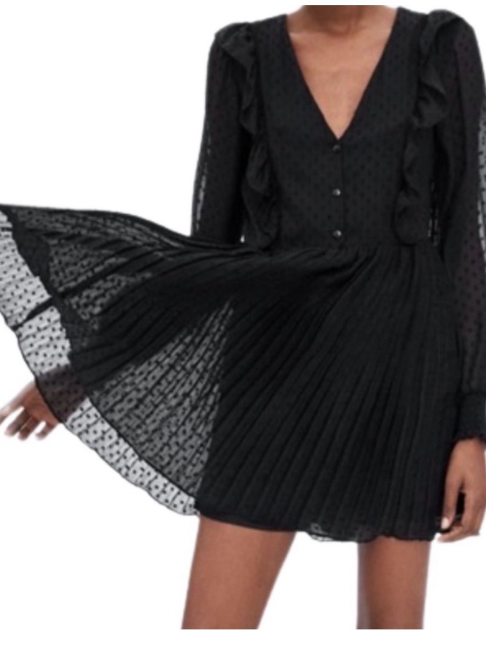 Zara Black Pleated Ruffle Mini Jumpsuit Size Medium